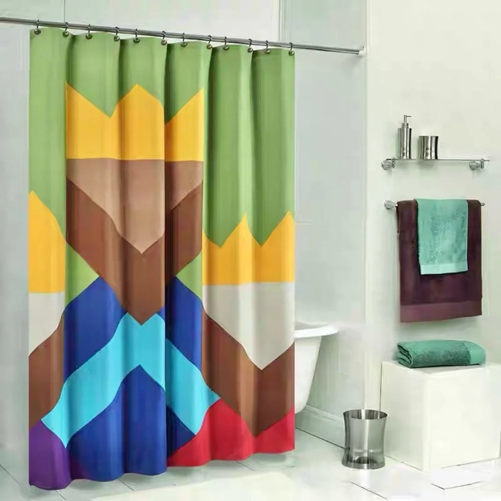 Color Blocking Monogram Shower Curtain